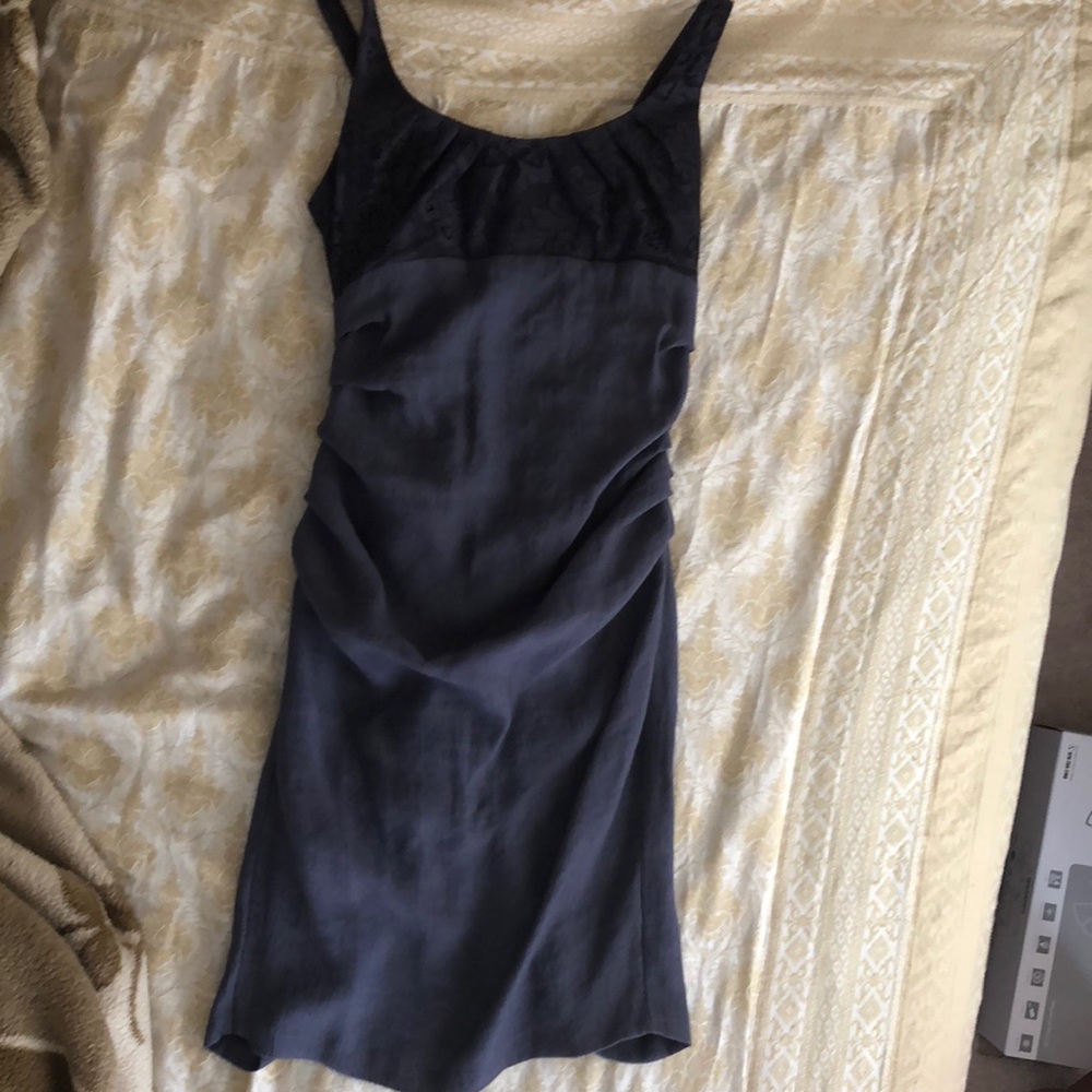 Suzi Chin ruched gray dress sz 6